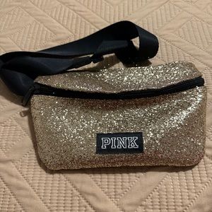 PINK chunky gold glitter Fanny pack with adjustable strap $12